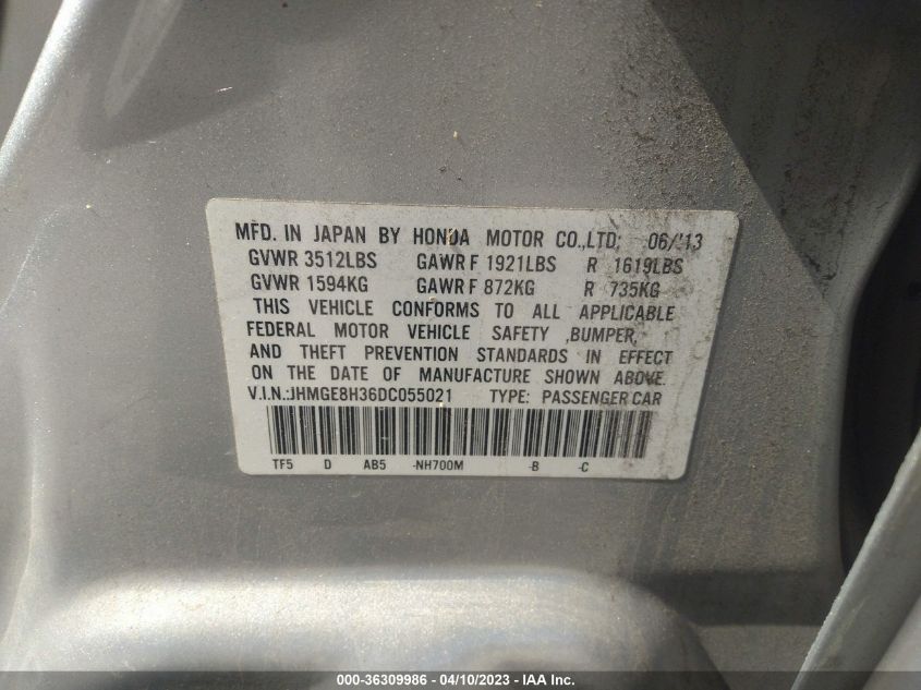 2013 HONDA FIT - JHMGE8H36DC055021