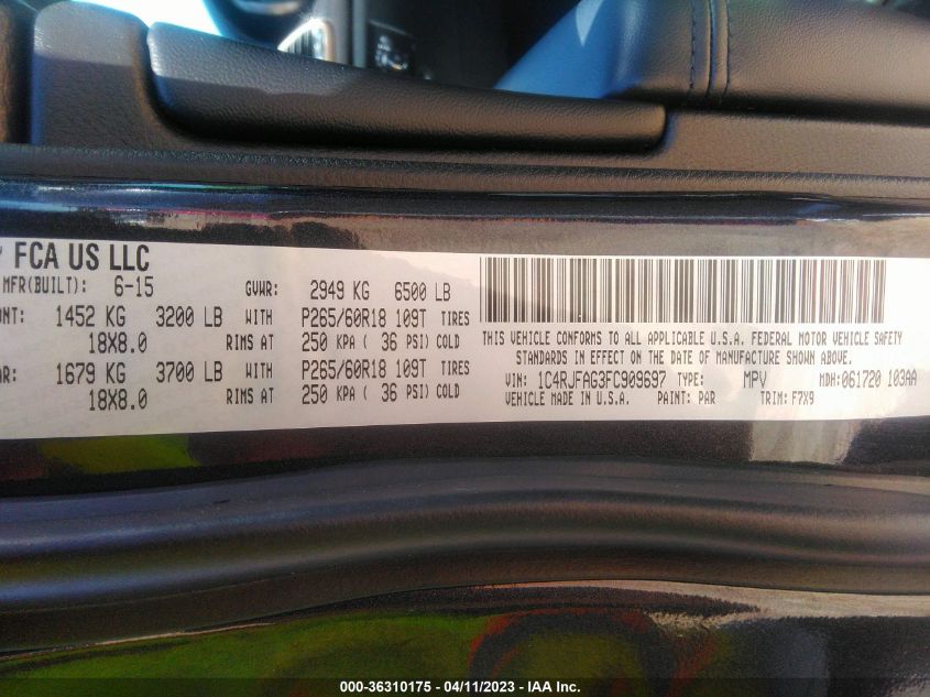 2015 JEEP GRAND CHEROKEE LAREDO - 1C4RJFAG3FC909697