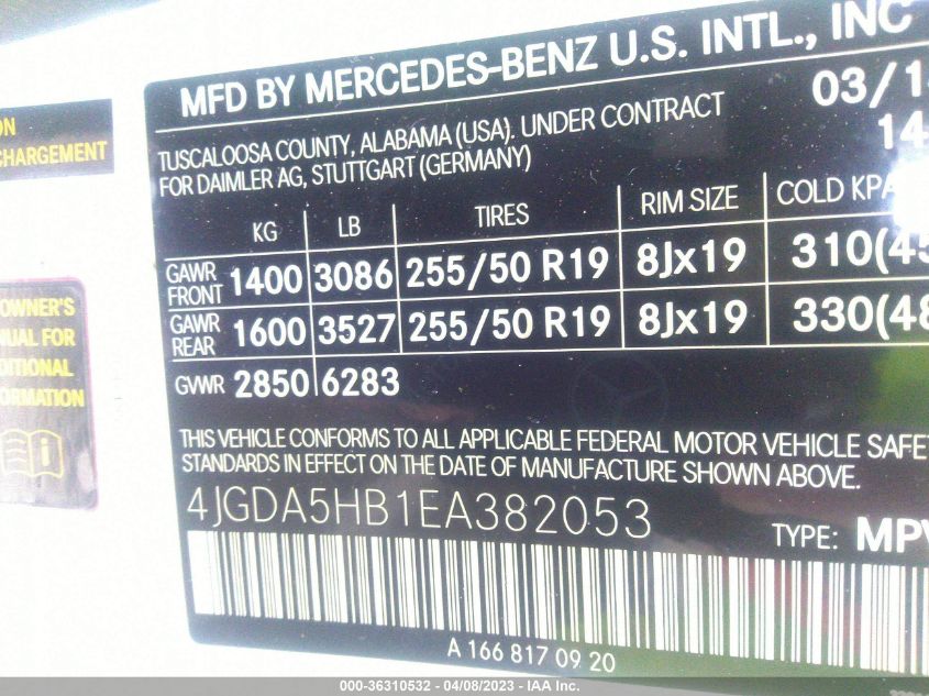 2014 MERCEDES-BENZ M-CLASS ML 350 - 4JGDA5HB1EA382053