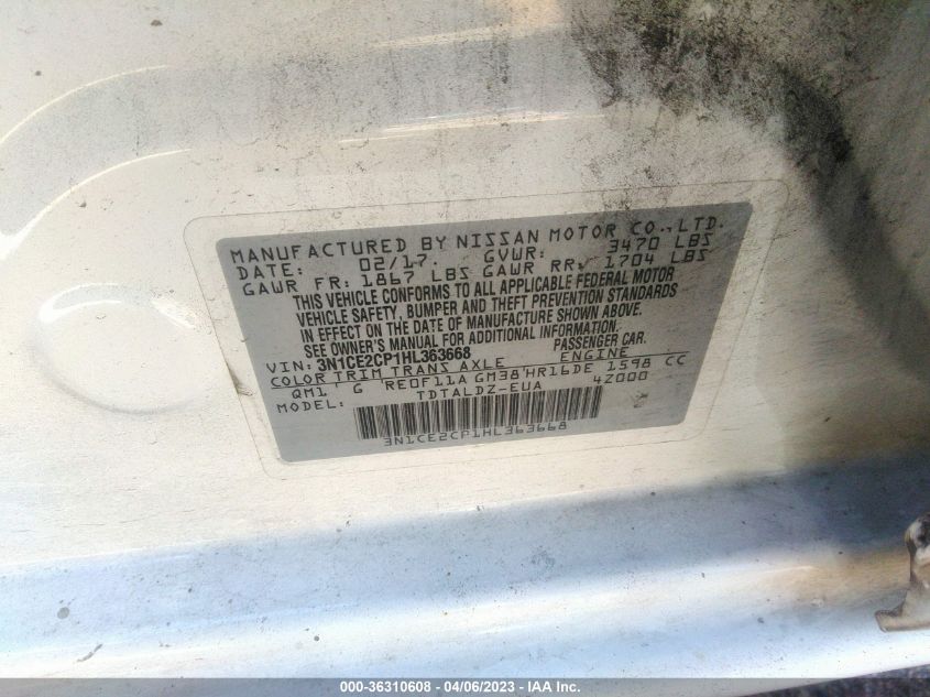 2017 NISSAN VERSA NOTE SV - 3N1CE2CP1HL363668