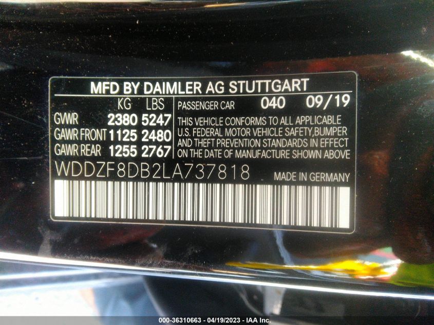 2020 MERCEDES-BENZ E-CLASS E 350 - WDDZF8DB2LA737818