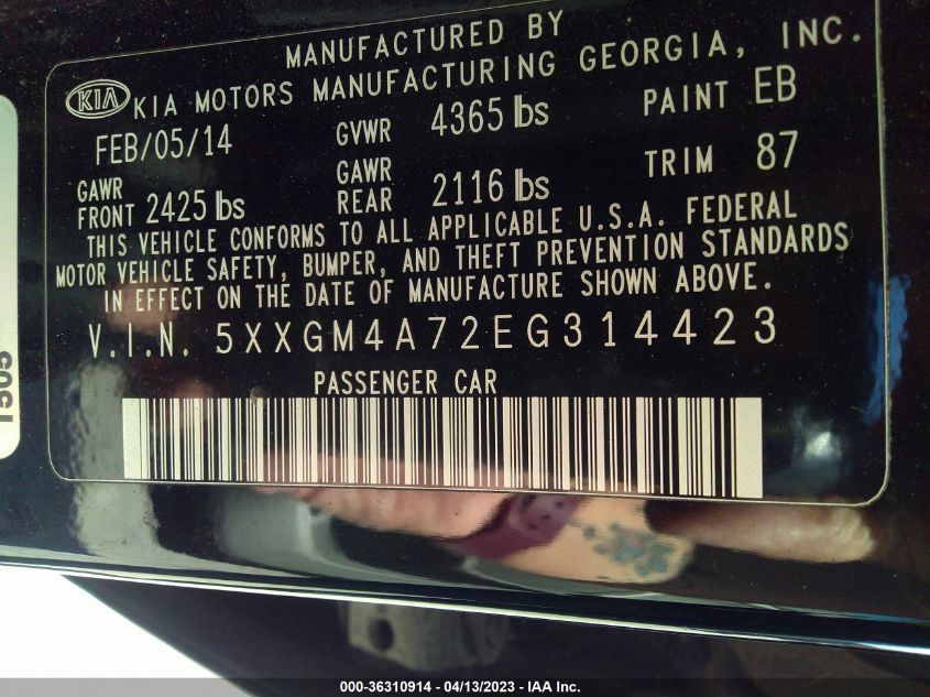 2014 KIA OPTIMA LX - 5XXGM4A72EG314423