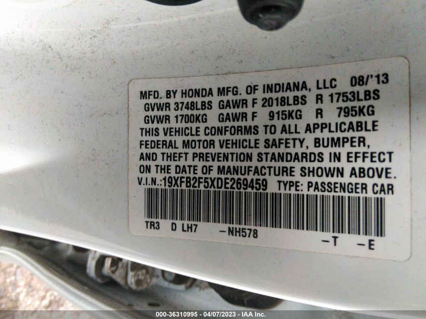 2013 HONDA CIVIC SDN LX - 19XFB2F5XDE269459