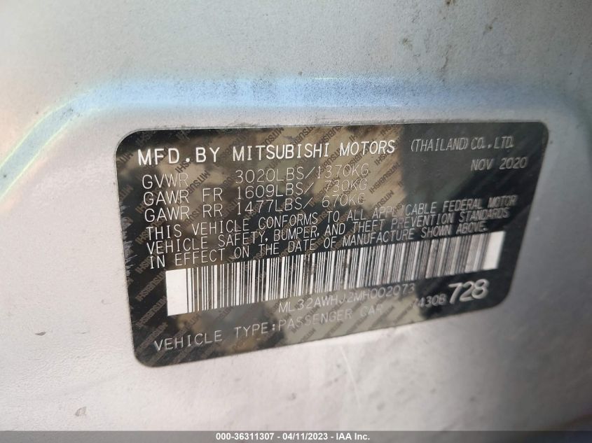 2021 MITSUBISHI MIRAGE SE - ML32AWHJ2MH002073