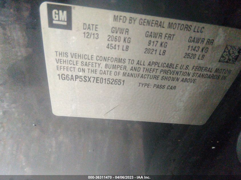2014 CADILLAC CTS SEDAN RWD - 1G6AP5SX7E0152651