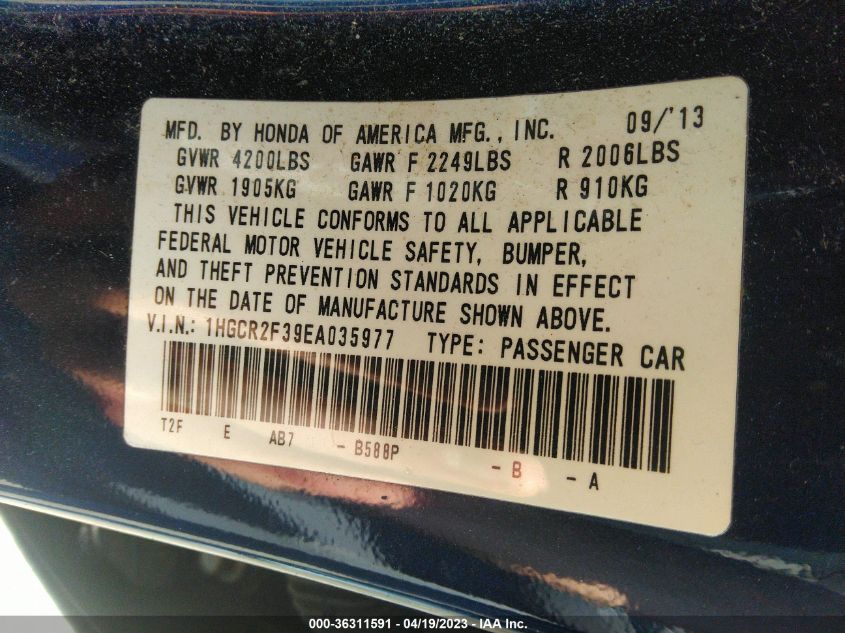 2014 HONDA ACCORD SEDAN LX - 1HGCR2F39EA035977