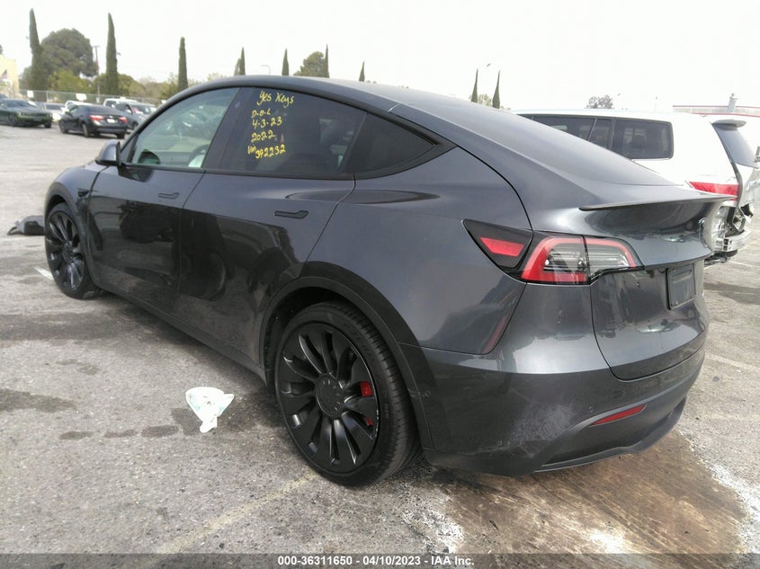 VIN 7SAYGDEF7NF392232 2022 TESLA MODEL Y PERFORMANCE