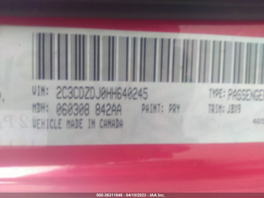2017 DODGE CHALLENGER SRT 392 - 2C3CDZDJ0HH640245
