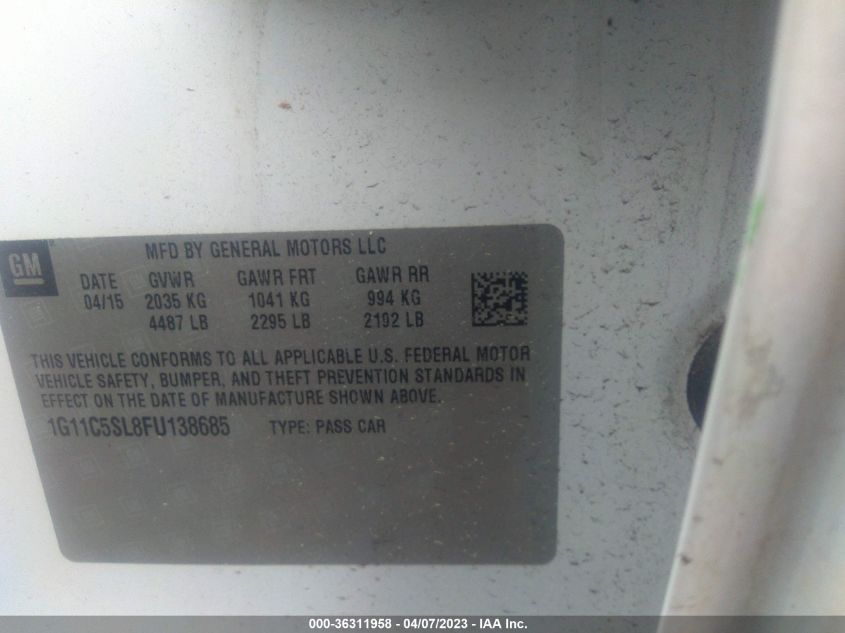 2015 CHEVROLET MALIBU LT - 1G11C5SL8FU138685
