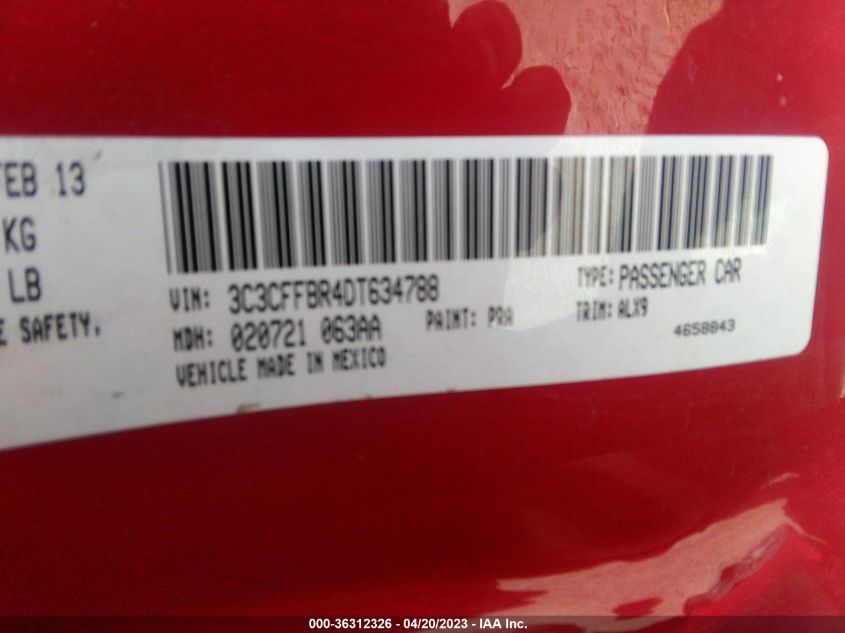 2013 FIAT 500 SPORT - 3C3CFFBR4DT634788