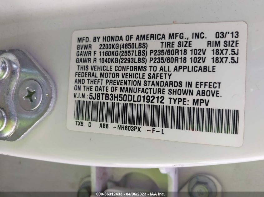 2013 ACURA RDX TECH PKG - 5J8TB3H50DL019212