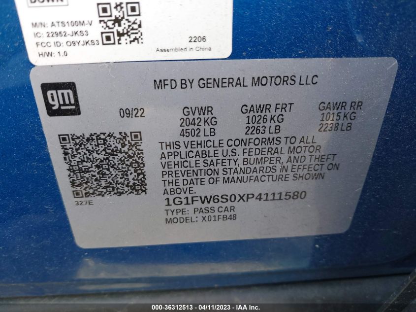 2023 CHEVROLET BOLT EV 1LT - 1G1FW6S0XP4111580