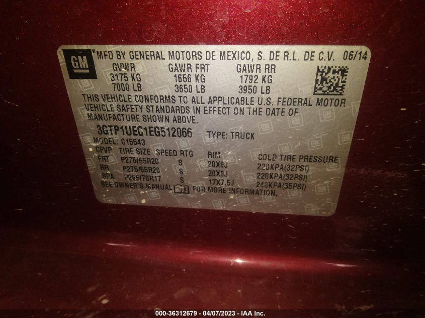 2014 GMC SIERRA 1500 SLE - 3GTP1UEC1EG512066