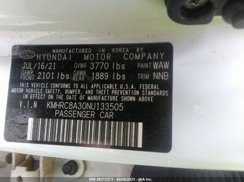 2022 HYUNDAI VENUE SEL - KMHRC8A30NU133505