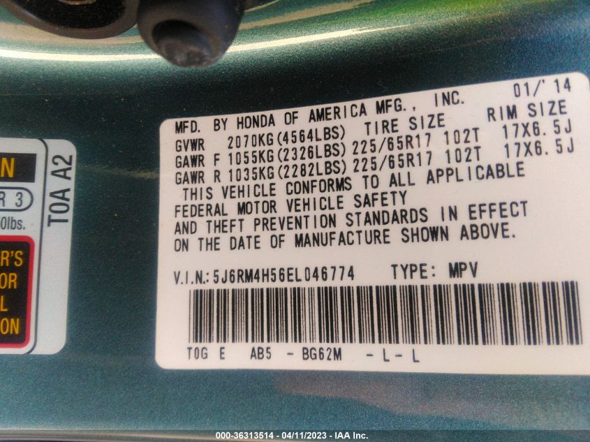 2014 HONDA CR-V EX - 5J6RM4H56EL046774