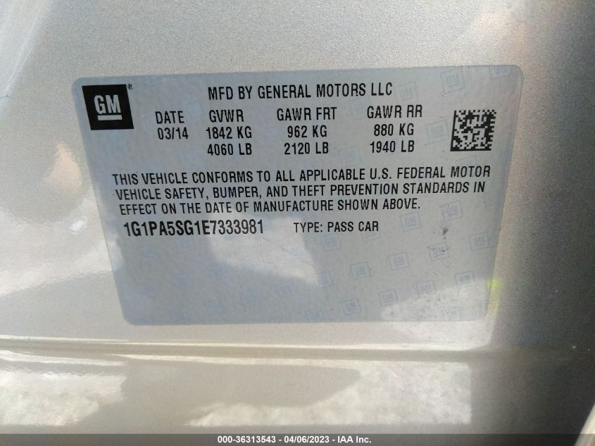 2014 CHEVROLET CRUZE LS - 1G1PA5SG1E7333981