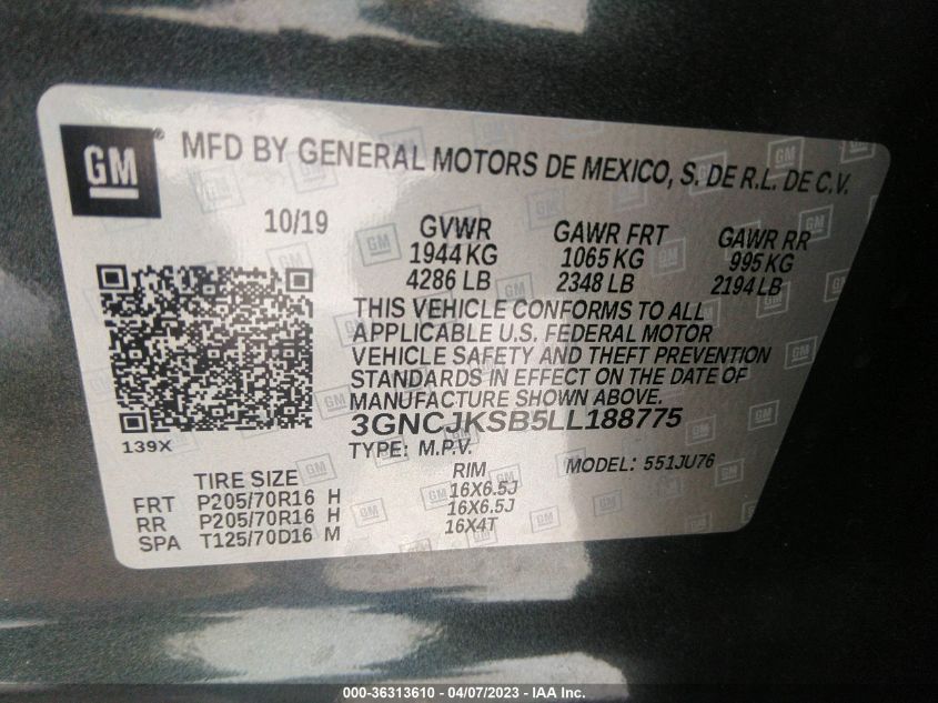2020 CHEVROLET TRAX LS - 3GNCJKSB5LL188775