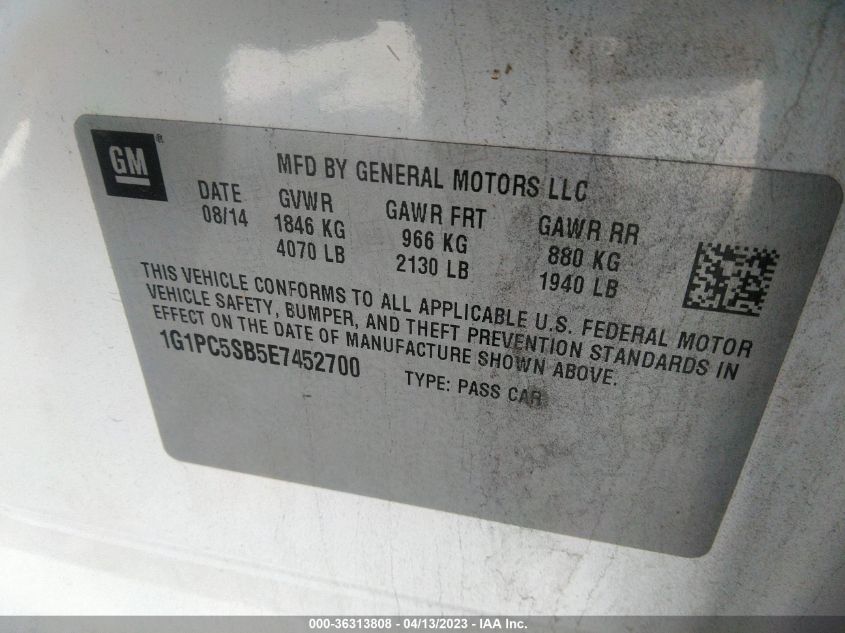 2014 CHEVROLET CRUZE 1LT - 1G1PC5SB5E7452700