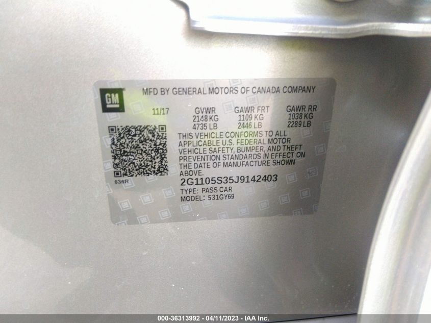 2018 CHEVROLET IMPALA LT - 2G1105S35J9142403