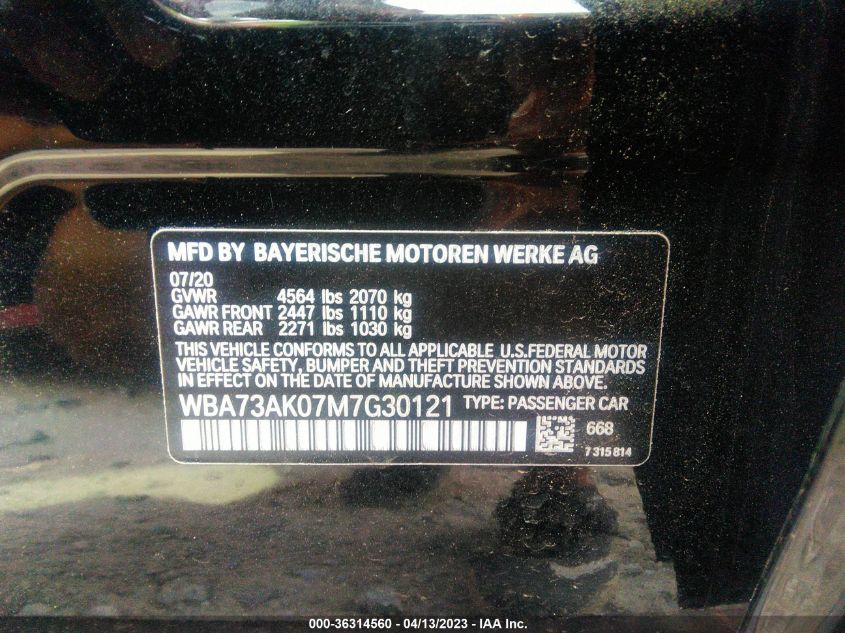 2021 BMW 2 SERIES 228I XDRIVE - WBA73AK07M7G30121