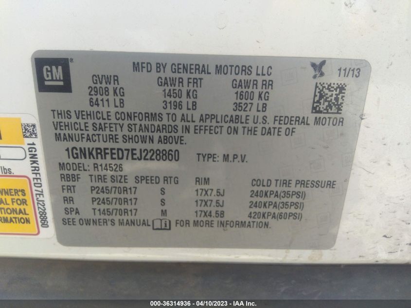 2014 CHEVROLET TRAVERSE LS - 1GNKRFED7EJ228860
