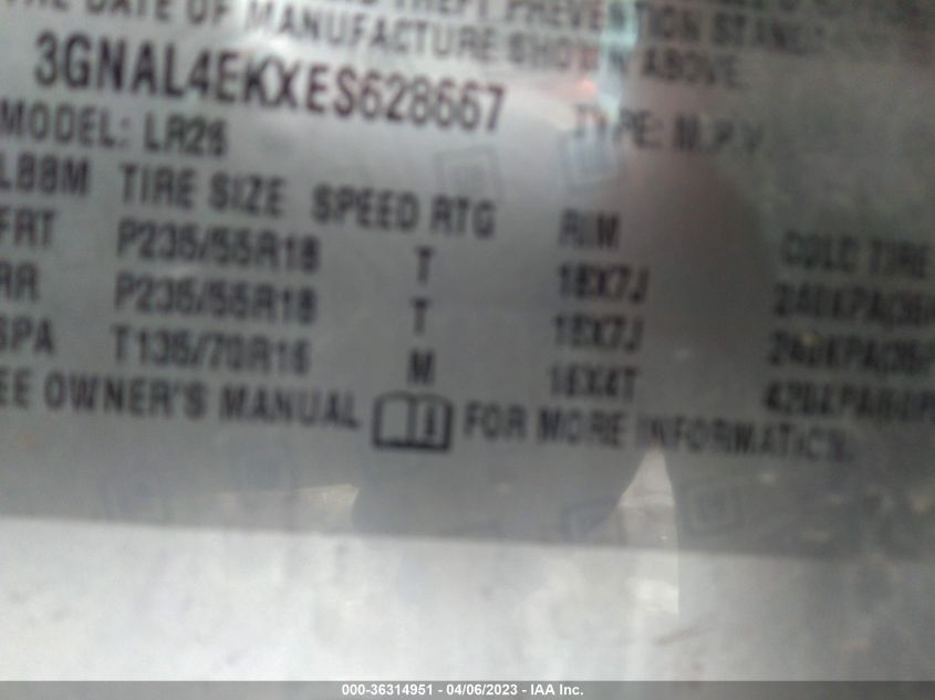 2014 CHEVROLET CAPTIVA SPORT FLEET LTZ - 3GNAL4EKXES628667