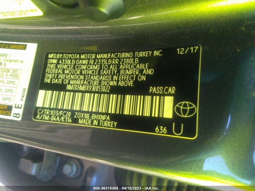 2018 TOYOTA C-HR XLE - NMTKHMBX9JR053022