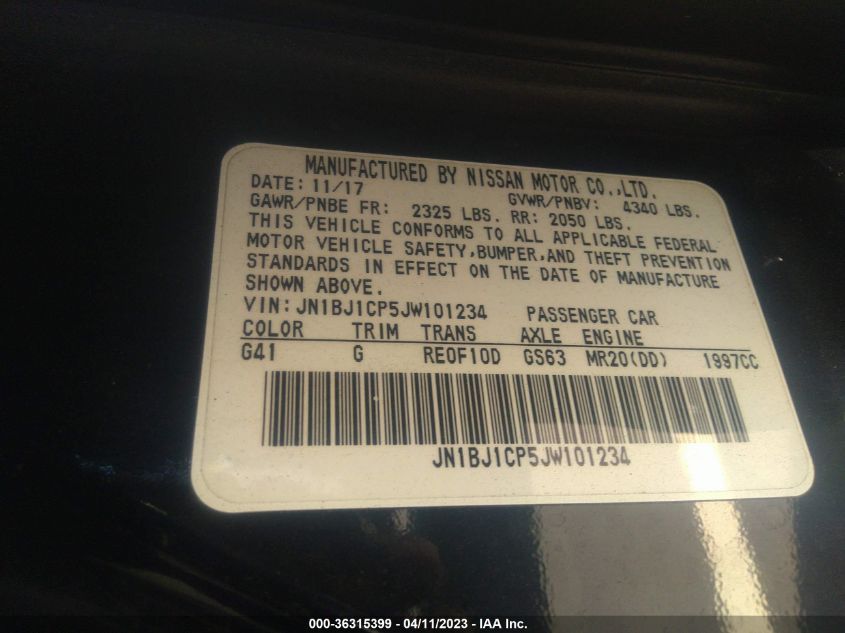 2018 NISSAN ROGUE SPORT SV - JN1BJ1CP5JW101234
