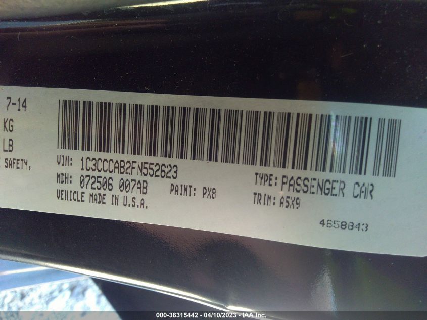 2015 CHRYSLER 200 LIMITED - 1C3CCCAB2FN552623