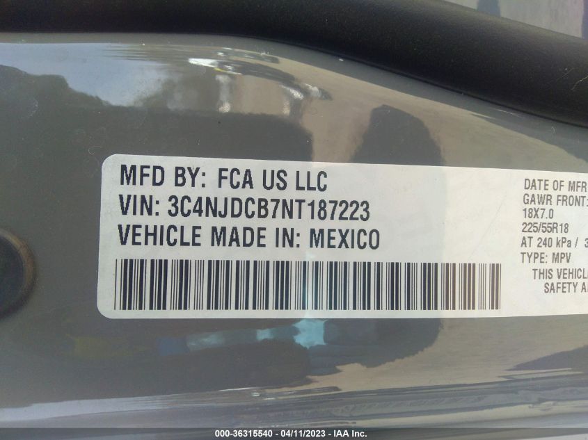 2022 JEEP COMPASS LIMITED - 3C4NJDCB7NT187223