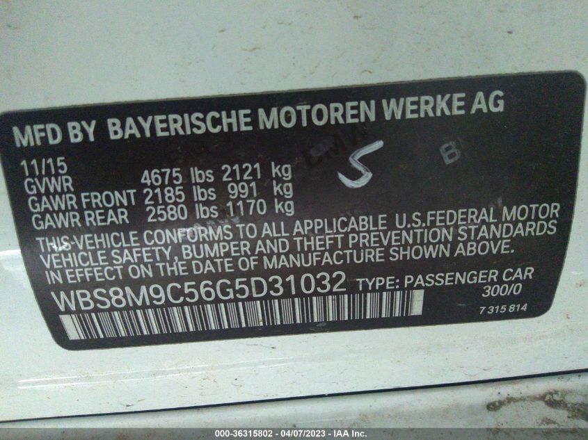 2016 BMW M3 - WBS8M9C56G5D31032