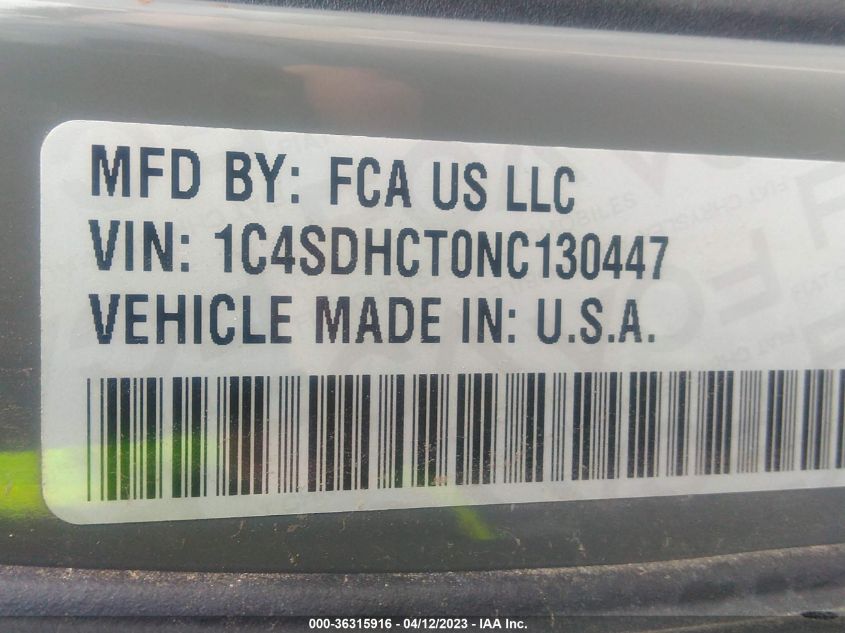 2022 DODGE DURANGO R/T PLUS - 1C4SDHCT0NC130447