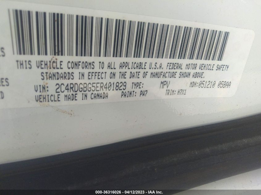 2014 DODGE GRAND CARAVAN SE - 2C4RDGBG5ER401829