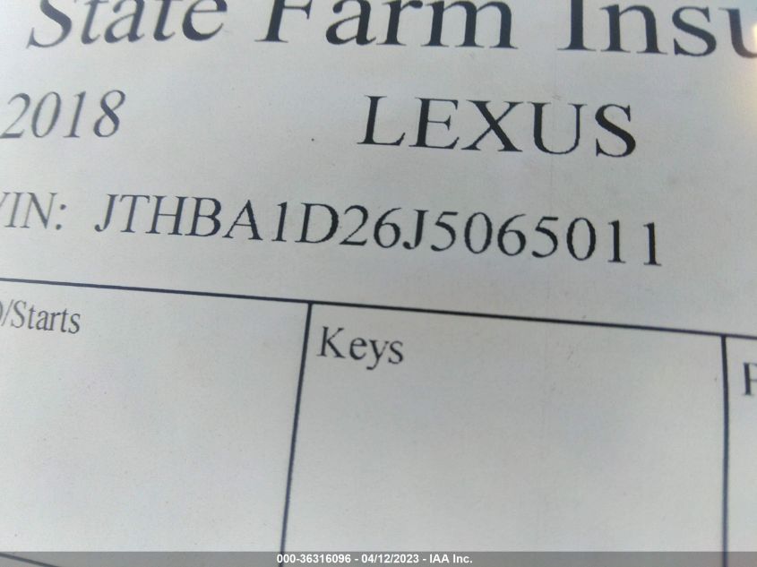 2018 LEXUS IS IS 300 - JTHBA1D26J5065011