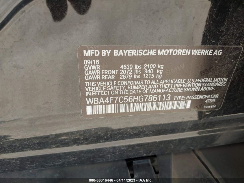 2017 BMW 4 SERIES 430I - WBA4F7C56HG786113