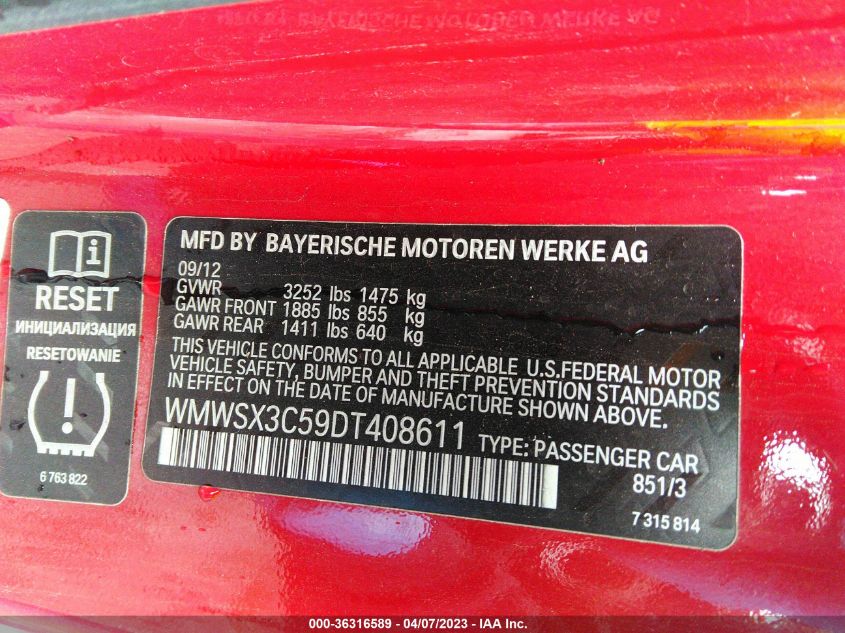 2013 MINI COOPER COUPE S - WMWSX3C59DT408611