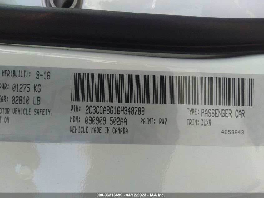 2016 CHRYSLER 300 300S - 2C3CCABG1GH348789