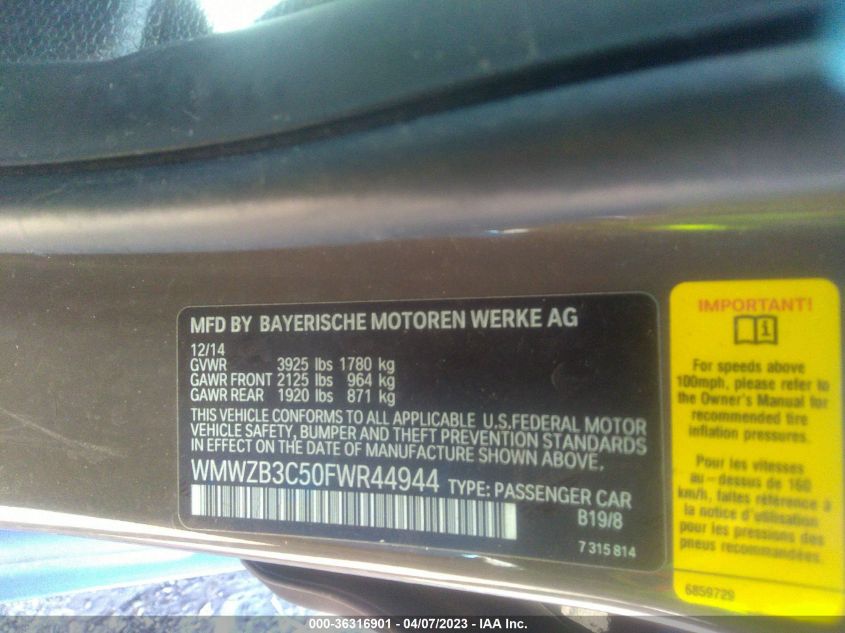 2015 MINI COOPER COUNTRYMAN - WMWZB3C50FWR44944