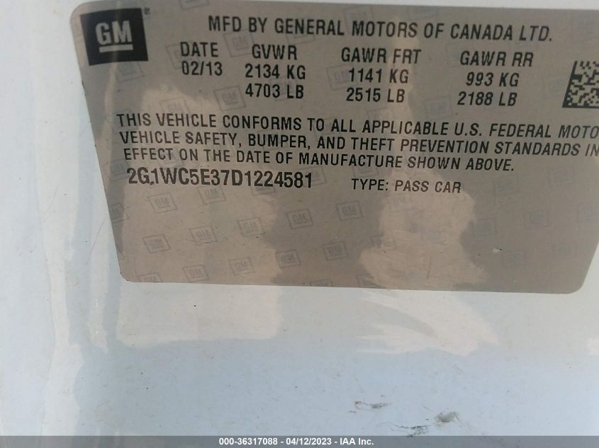2013 CHEVROLET IMPALA LTZ - 2G1WC5E37D1224581