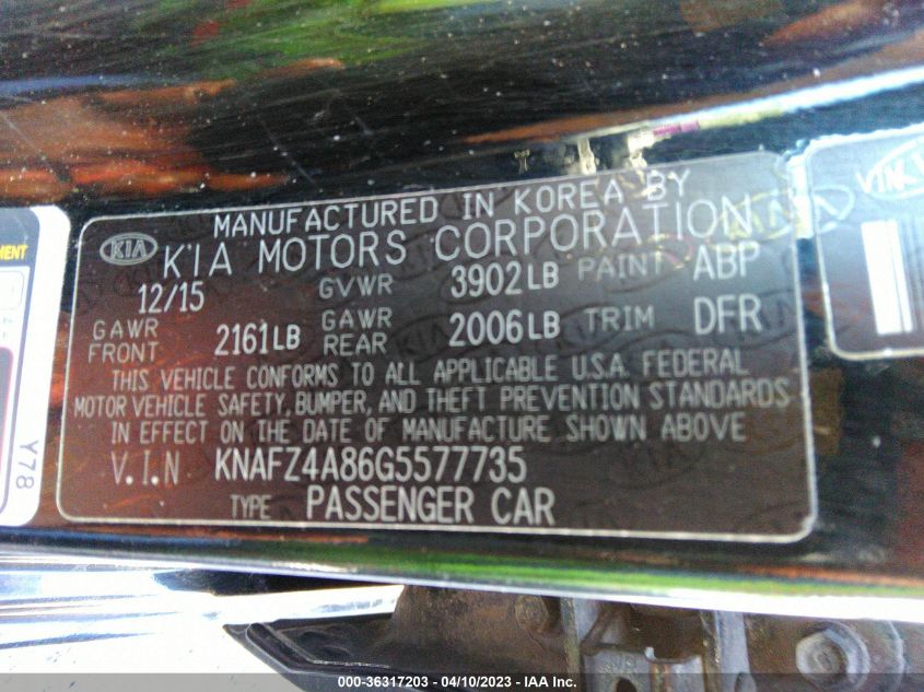 2016 KIA FORTE EX - KNAFZ4A86G5577735
