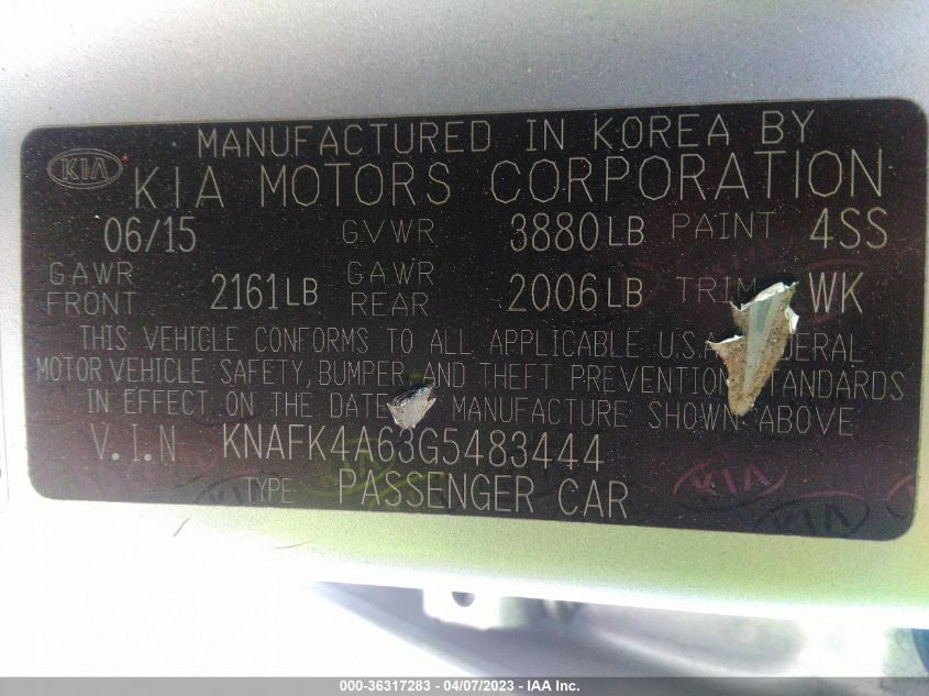 2016 KIA FORTE LX - KNAFK4A63G5483444