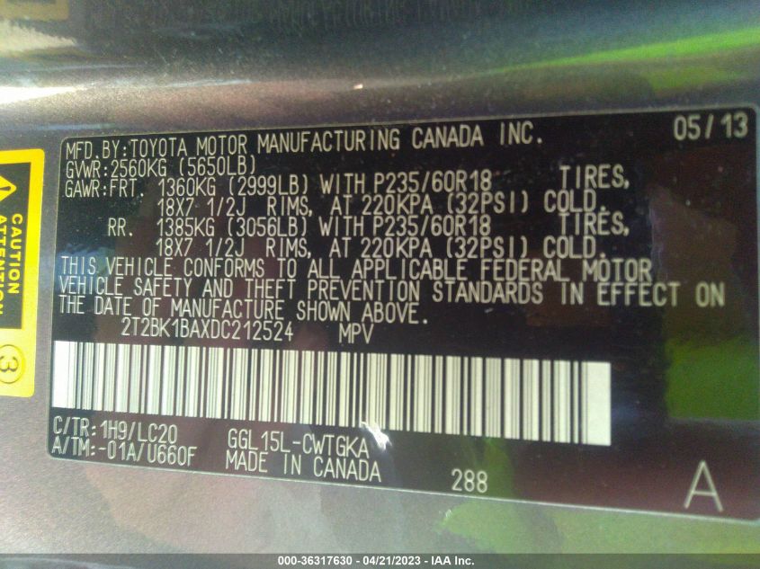 2013 LEXUS RX 350 - 2T2BK1BAXDC212524