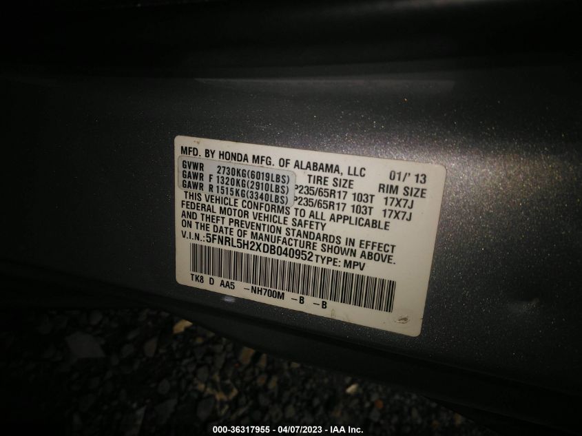 2013 HONDA ODYSSEY LX - 5FNRL5H2XDB040952
