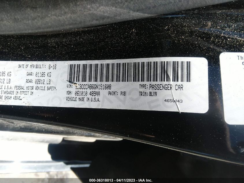 2016 CHRYSLER 200 LIMITED - 1C3CCCAB6GN191608