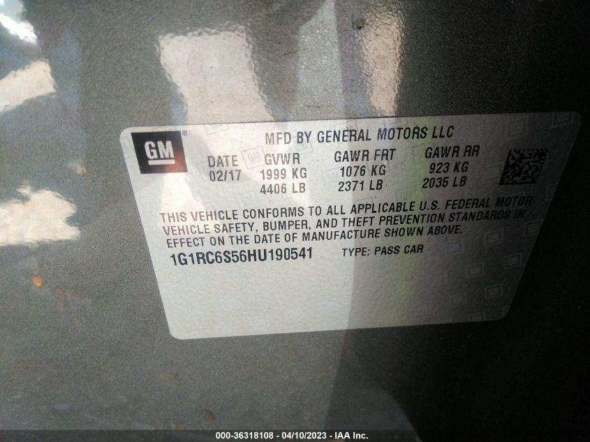 2017 CHEVROLET VOLT LT - 1G1RC6S56HU190541