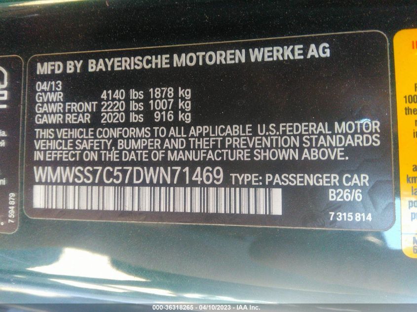 2013 MINI COOPER PACEMAN S ALL4 WMWSS7C57DWN71469