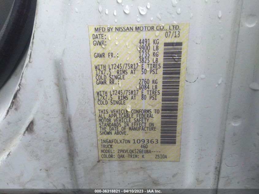 2013 NISSAN NV S 1N6AF0LX7DN109363