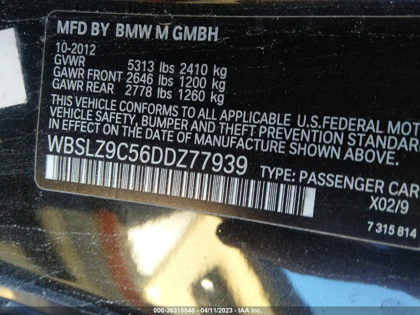 2013 BMW M6 WBSLZ9C56DDZ77939