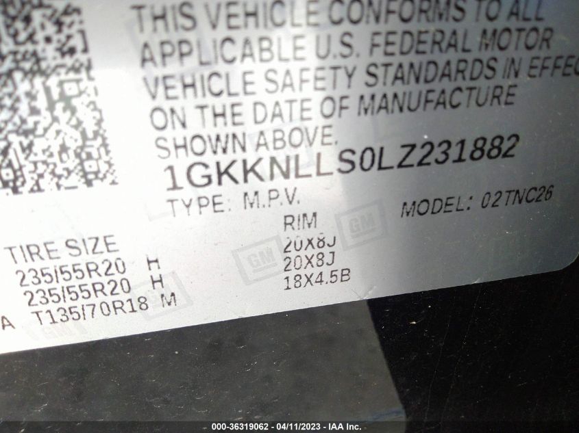 2020 GMC ACADIA AT4 - 1GKKNLLS0LZ231882