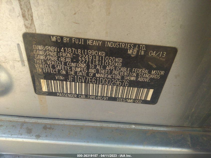2013 SUBARU IMPREZA SEDAN WRX WRX JF1GV7E61DG029676